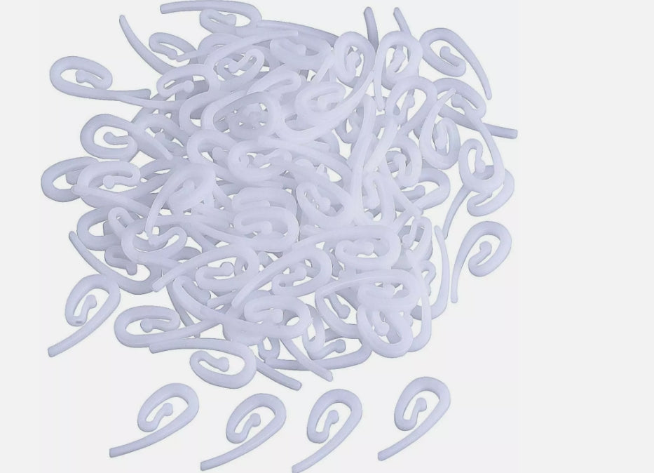 Curtain Hooks Plastic White Hook for Curtain Rings & Header Tape Drapery Hooks