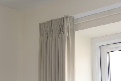 Beige Faux Suede Pencil Pleat Ready Made Curtains