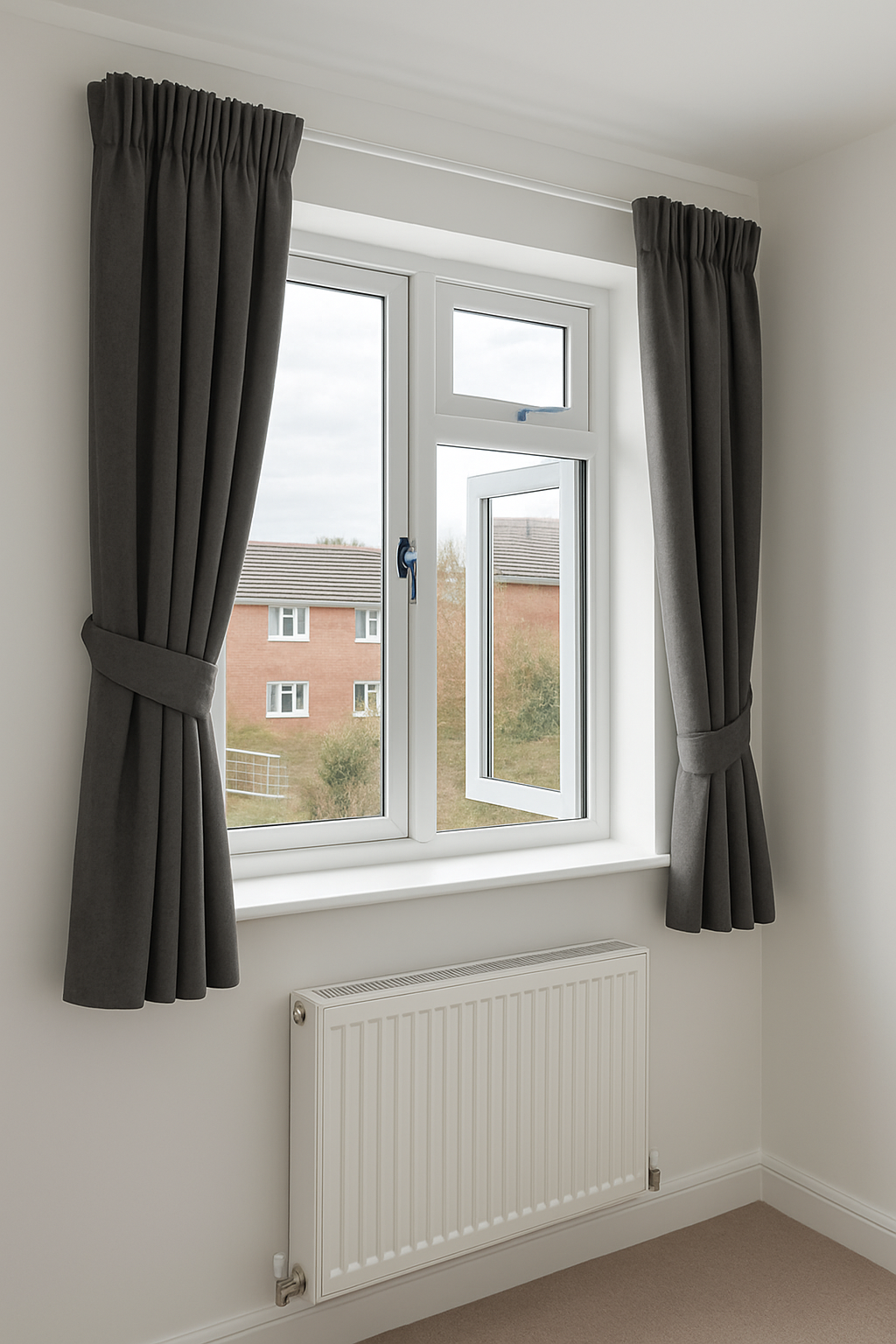 Opulence Steel Faux Suede Pencil Pleat Ready Made Curtains