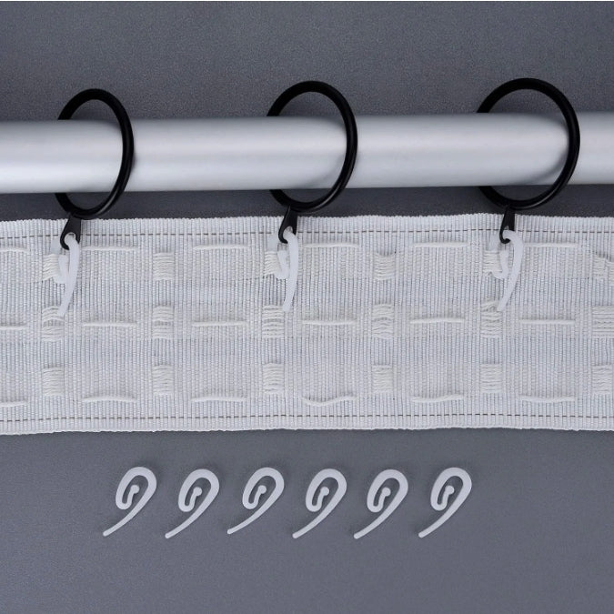 Curtain Hooks Plastic White Hook for Curtain Rings & Header Tape Drapery Hooks